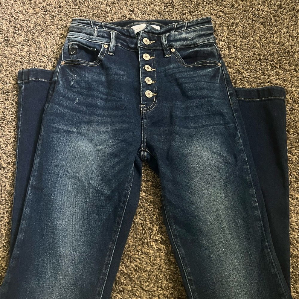 High waisted button fly Kan can bells